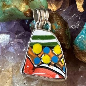Artisan terracotta shard sterling silver pendant